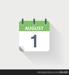 1 august calendar icon. 1 august calendar icon on grey background