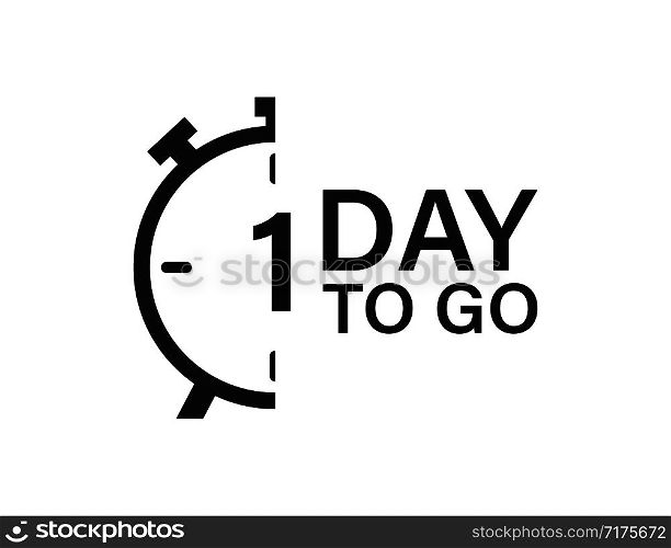 1 day to go isolated vector icon. Countdown vector sign. Vector alarm of sale or low price. EPS 10. 1 day to go isolated vector icon. Countdown vector sign. Vector alarm of sale or low price.