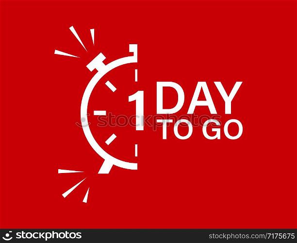 1 day to go isolated vector icon. Red countdown vector sign. Vector alarm of sale or low price. Christmas sales. EPS 10. 1 day to go isolated vector icon. Red countdown vector sign. Vector alarm of sale or low price. Christmas sales.