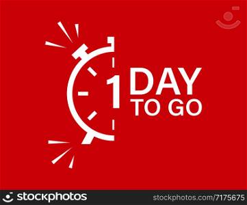 1 day to go isolated vector icon. Red countdown vector sign. Vector alarm of sale or low price. Christmas sales. EPS 10. 1 day to go isolated vector icon. Red countdown vector sign. Vector alarm of sale or low price. Christmas sales.