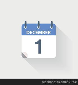 1 december calendar icon. 1 december calendar icon on grey background