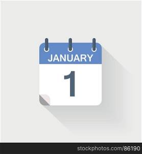 1 january calendar icon. 1 january calendar icon on grey background