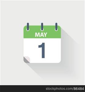 1 may calendar icon. 1 may calendar icon on grey background