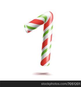 1, Number One Vector. 3D Number Sign. Figure 1 In Christmas Colours. Red, White, Green Striped. Classic Xmas Mint Hard Candy Cane. New Year Design. Isolated On White Illustration. 1, Number One Vector. 3D Number Sign. Figure 1 In Christmas Colours. Red, White, Green Striped. Classic Xmas Mint Hard Candy Cane. New Year Design. Isolated