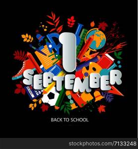 1 September Day of knowledge. Education vector bright illustration.. 1 September Day of knowledge. Education vector illustration.