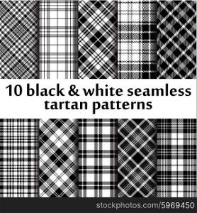 10 b&amp;w seamless tartan patterns