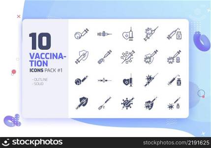 10 Coronavirus Vaccine, Vaccination Icon Set Pack  1