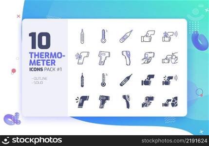 10 Hand and Digital Thermometer Icon Pack  1