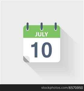 10 july calendar icon. 10 july calendar icon on grey background