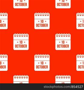 10 october calendar pattern repeat seamless in orange color for any design. Vector geometric illustration. 10 october calendar pattern seamless