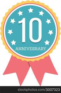 10 Years Anniversary Emblem. 10 Years anniversary emblem, vector eps10 illustration