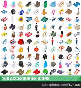 100 accessories icons set in isometric 3d style for any design vector illustration. 100 accessories icons set, isometric 3d style