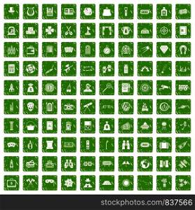 100 adult games icons set in grunge style green color isolated on white background vector illustration. 100 adult games icons set grunge green