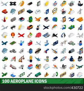 100 aeroplane icons set in isometric 3d style for any design vector illustration. 100 aeroplane icons set, isometric 3d style