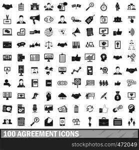 100 agreement icons set in simple style for any design vector illustration. 100 agreement icons set, simple style