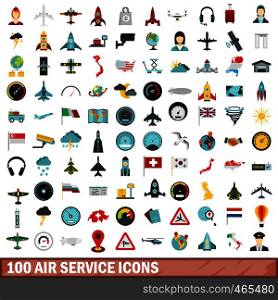 100 air service icons set in flat style for any design vector illustration. 100 air service icons set, flat style