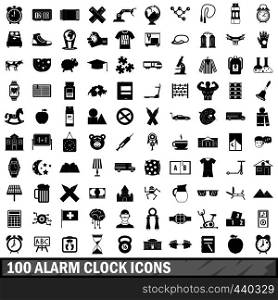 100 alarm clock icons set in simple style for any design vector illustration. 100 alarm clock icons set, simple style