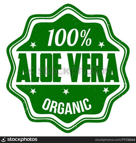 100% aloe vera grunge rubber stamp on white, vector illustration