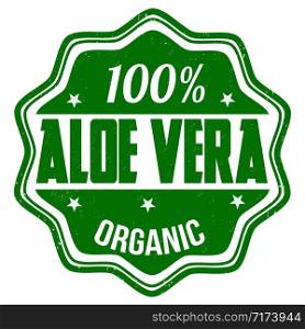 100% aloe vera grunge rubber stamp on white, vector illustration