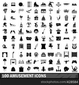 100 amusement icons set in simple style for any design vector illustration. 100 amusement icons set, simple style