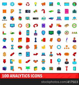 100 analytics icons set in cartoon style for any design vector illustration. 100 analytics icons set, cartoon style