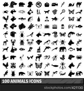 100 animals icons set in simple style for any design vector illustration. 100 animals icons set in simple style