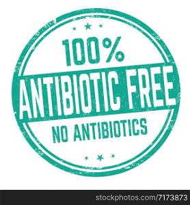 100% Antibiotic free sign or stamp on white background, vector illustration