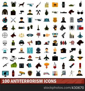 100 antiterrorism icons set in flat style for any design vector illustration. 100 antiterrorism icons set, flat style