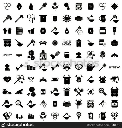 100 Apiary icons set in simple style isolated on white background. 100 Apiary icons set