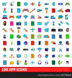 100 app icons set in cartoon style for any design vector illustration. 100 app icons set, cartoon style