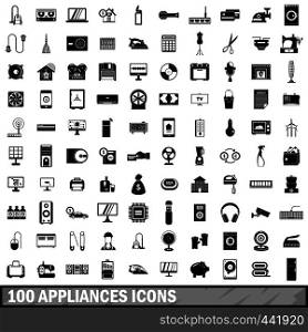 100 appliances icons set in simple style for any design vector illustration. 100 appliances icons set, simple style