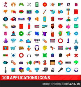 100 applications icons set in cartoon style for any design vector illustration. 100 applications icons set, cartoon style