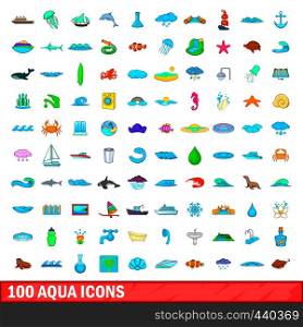 100 aqua icons set in cartoon style for any design vector illustration. 100 aqua icons set, cartoon style