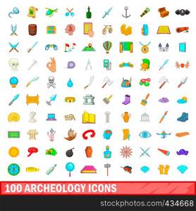 100 archeology icons set in cartoon style for any design vector illustration. 100 archeology icons set, cartoon style
