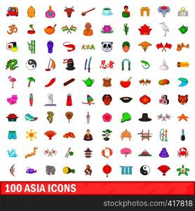 100 Asia icons set in cartoon style for any design vector illustration. 100 Asia icons set, cartoon style