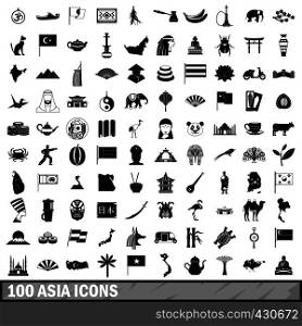 100 Asia icons set in simple style for any design vector illustration. 100 Asia icons set, simple style