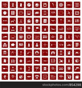 100 auto repair icons set in grunge style red color isolated on white background vector illustration. 100 auto repair icons set grunge red