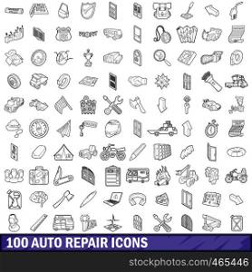 100 auto repair icons set in outline style for any design vector illustration. 100 auto repair icons set, outline style