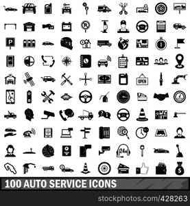 100 auto service icons set in simple style for any design vector illustration. 100 auto service center icons set, simple style