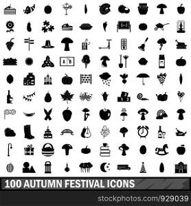 100 autumn festival icons set in simple style for any design vector illustration. 100 autumn festival icons set, simple style