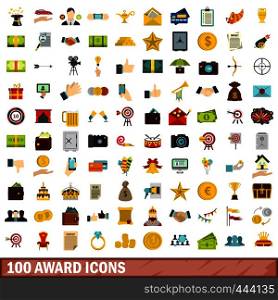 100 award icons set in flat style for any design vector illustration. 100 award icons set, flat style