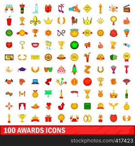 100 awards icons set in cartoon style for any design vector illustration. 100 awards icons set, cartoon style