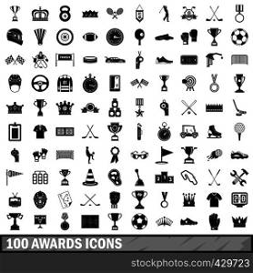 100 awards icons set in simple style for any design vector illustration. 100 awards icons set, simple style