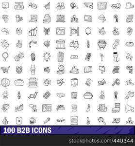 100 b2b icons set in outline style for any design vector illustration. 100 b2b icons set, outline style