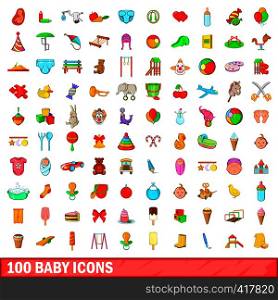 100 baby icons set in cartoon style for any design vector illustration. 100 baby icons set, cartoon style