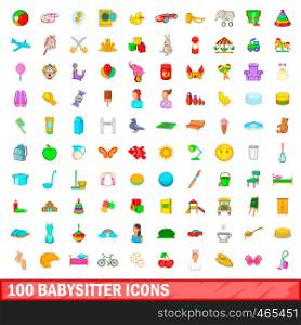 100 babysitter icons set in cartoon style for any design illustration. 100 babysitter icons set, cartoon style