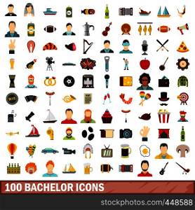 100 bachelor icons set in flat style for any design vector illustration. 100 bachelor icons set, flat style