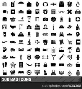 100 bag icons set in simple style for any design vector illustration. 100 bag icons set, simple style