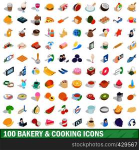 100 bakery cooking icons set in isometric 3d style for any design vector illustration. 100 bakery cooking icons set, isometric 3d style