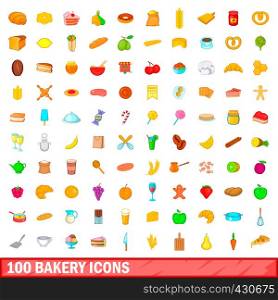100 bakery icons set in cartoon style for any design vector illustration. 100 bakery icons set, cartoon style